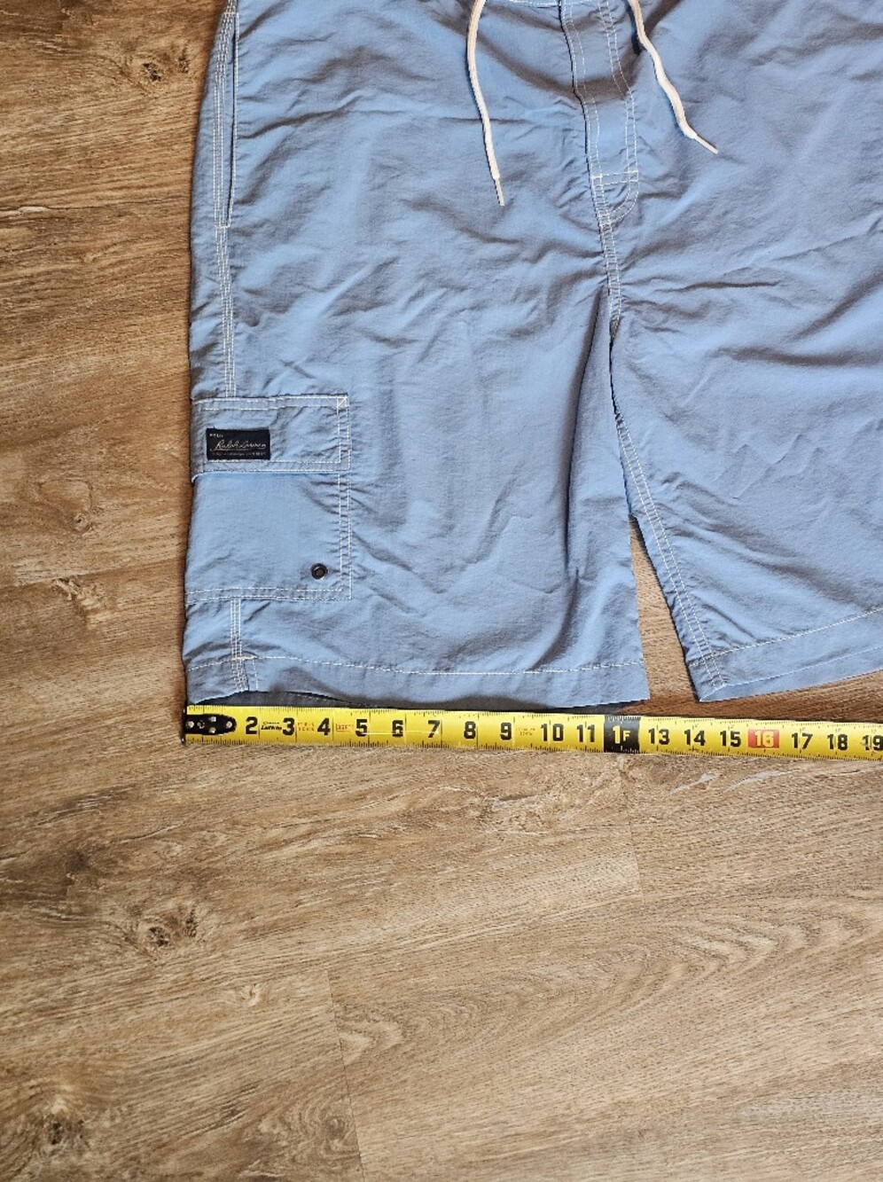 Vintage 90s Polo Ralph Lauren Cargo Lined Board Shorts Swim Trunks Light Blue L - Picture 14 of 16